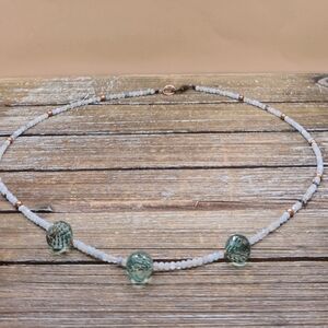 Aquamarine, Green Amethyst and Copper Beaded Necklacke